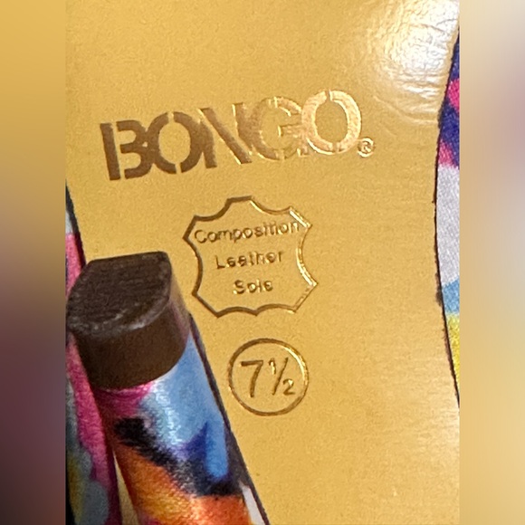 BONGO Vibrant Floral Retro Fabric Bow Peep Toe Slip On Stilettos Women's 7.5 - Picture 11 of 12